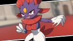  2023 3_fingers anthro blurred_background bodily_fluids breasts drunk_oak female fingers hi_res iris multicolored_body nintendo pokemon pokemon_(species) pupils purple_body red_body red_eyes slit_pupils solo tears teeth tongue white_body 