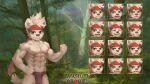  abs ainro anthro biceps bulge canid canine canis domestic_dog expressions forest forest_background fur green_eyes hair hi_res loincloth_only looking_at_viewer male mammal muscular muscular_anthro muscular_male nature nature_background nipples pecs plant smile solo standing tail tree white_body white_fur 