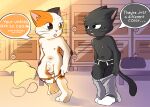  anthro balls bubblecat clothing domestic_cat duo felid feline felis genitals hi_res locker_room male mammal penis underwear undressing 