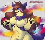  absurd_res anthro anthrofied azure_(princessnapped) big_breasts blue_eyes blush blush_lines breasts brown_hair female fur generation_2_pokemon hair hi_res hisuian_form hisuian_typhlosion multicolored_body multicolored_fur nintendo pawpads pokemon pokemon_(species) princessnapped purple_body purple_fur regional_form_(pokemon) solo species_transformation tan_body tan_fur transformation tuft two_tone_body two_tone_fur typhlosion 