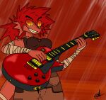  female guitar hair hi_res humanoid lucky_soft musical_instrument playing_guitar playing_music plucked_string_instrument red_hair reptile scalie solo string_instrument 
