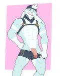  2023 4:5 abs anthro blue_body blue_fur bottomwear clothed clothing fur genitals hi_res jrjresq lagomorph leporid looking_at_viewer male mammal muscular muscular_anthro muscular_male open_mouth open_smile partially_clothed penis rabbit shorts shorts_down simple_background smile smiling_at_viewer solo 