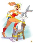  absurd_res anthro barefoot bdsm bondage bound breasts buckteeth bugs_bunny chair_position cleavage clothed clothing cosplay dominant dominant_female duo ear_grab feet female foot_on_chair from_behind_position furboz hi_res lagomorph lasso lasso_of_truth leporid lola_bunny looney_tunes male male/female mammal rabbit restraints rope rope_bondage sex submissive submissive_male teeth warner_brothers wonder_woman 