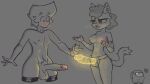  anthro balls breasts dildo duo felid feline female flustered genitals glowing hi_res hologram horiori human lica_(horiori) male male/female mammal nipples paws penis sex_toy strapon tail 