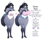  absurd_res anthro areola big_breasts biped black_hair blue_eyes bottomwear breasts clothed clothing countershade_torso countershading cutoffs denim denim_clothing english_text female genitals hair hi_res mammal nipples nude plna procyonid pussy raccoon scar shorts solo tail text thick_thighs vivien_hope 