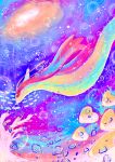  absurdres alternate_color animal_focus bubble colorful commentary fish from_below highres luvdisc milotic no_humans otonoha_aika pokemon pokemon_(creature) red_eyes shiny_pokemon sparkle swimming underwater 