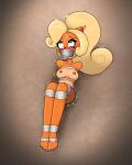  4:5 activision anthro bandicoot bdsm blush bodily_fluids bondage bound breasts coco_bandicoot crash_bandicoot_(series) cum cum_on_face english_text feet female gag genital_fluids hi_res lying mammal marsupial nipples nude on_back restraints rope rope_bondage sex_toy solo tape tape_gag tears text toes toes_tied vibrator zeecibee 