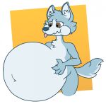  anthro belly belly_inflation big_belly blep bloated canid canine canis fernkarry fernkarrythewolf hi_res inflation male mammal puffy solo tongue tongue_out wolf 