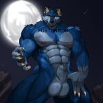  abs animal_genitalia anthro balls barazoku big_sheath canid canine canine_sheath canis claws fortunecat fully_sheathed genitals hand_pawpads handpaw hi_res light male mammal moonlight muscular paws pecs penis sack sheath solo tozias_silverfang were werecanid werecanine werewolf wolf 