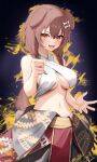  1girl animal_ears breasts brown_hair dog_ears dog_girl dog_tail highres hololive inugami_korone orange_eyes stomach tail thomas_8000 underboob virtual_youtuber 