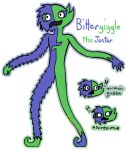  bittergiggle blue_body caloxya full-length_portrait fuzzy garten_of_banban green_body hand_mouth humanoid jester low_res male monster multicolored_body portrait redesign solo two_tone_body 
