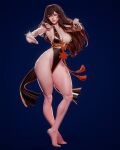  alternate_costume barefoot bracelet china_dress chinese_clothes chun-li dress highres jewelry official_alternate_hairstyle spiked_bracelet spikes street_fighter yanlei 