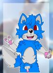  ambiguous_gender andromorph anthro blue_body canid canine canis genitals intersex iriamu male male/male mammal okami_(disambiguation) penis solo wolf 