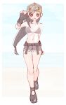  1girl adjusting_clothes adjusting_headwear arm_behind_back bare_legs baseball_cap beach belt bikini bikini_under_clothes black_bikini black_footwear black_gloves black_hair blue_sky breasts closed_mouth commentary_request denim denim_skirt earrings final_fantasy final_fantasy_vii final_fantasy_vii_ever_crisis fingerless_gloves frayed_skirt full_body gloves grey_skirt hand_up hat highleg highleg_bikini highres jewelry large_breasts long_hair looking_at_viewer low-tied_long_hair midriff miniskirt navel nitoya_00630a ocean official_alternate_costume outdoors red_eyes sand see-through see-through_shirt shirt short_sleeves single_earring single_sidelock skirt sky smile solo swimsuit teardrop_earrings tied_shirt tifa_lockhart tifa_lockhart_(lifeguard) very_long_hair wet wet_clothes wet_shirt white_shirt 