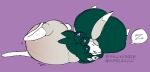  ambiguous_gender anthro calyrex eyes_closed generation_8_pokemon horn huge_belly kafrizzzle legendary_pokemon lying motion_lines nintendo null on_side open_mouth overweight overweight_anthro pokemon pokemon_(species) scut_tail short_tail simple_background sleeping solo speech_bubble tail thin_legs 