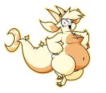  2022 ambiguous_gender anthro belly big_belly big_breasts big_tail breasts chikn_nuggit dragon fwench_fwy_(chikn_nuggit) hands_on_hips hi_res horn huge_belly huge_tail looking_at_viewer navel nonbinary_(lore) obese obese_ambiguous overweight overweight_ambiguous redphlannel solo tail thick_thighs wide_hips 