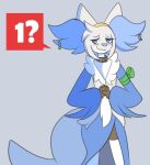  accessory anthro ask_blog blush blushing_at_viewer blushing_male claws clothing collar delphox fluffy generation_6_pokemon headband kitsunekotaro legwear male nintendo pokemon pokemon_(species) rune_(~hey_yo~) solo stockings toe_claws 