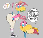  &lt;3 ball baseball_(ball) baseball_bat baseball_cap bat_(object) beak black_clothing black_footwear black_shoes clothing food footwear hat headgear headwear hi_res hot_dog male mustard pink_wings solo speech_bubble vimhomeless wings yellow_beak 