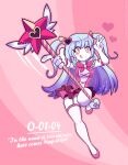  1girl blue_hair dress hair_ornament highres lobotomy_corporation magical_girl pink_dress project_moon queen_of_hatred re-sublimity-kun twintails 