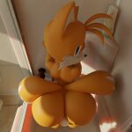  absurd_res adri164 balls big_butt black_nose blue_eyes butt butt_heart canid canine fox genitals girly hi_res looking_at_viewer male male/male mammal miles_prower sega solo sonic_the_hedgehog_(series) tail tail_aside white_balls wide_hips 