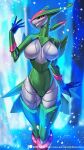  alanscampos anthro big_breasts breasts featureless_breasts featureless_crotch female generation_9_pokemon green_body hi_res iron_leaves looking_at_viewer machine nintendo nude pokemon pokemon_(species) robot smile solo 