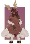  anthro antlers areola big_breasts breast_grab breast_play breast_squish breasts brown_hair crouching deer digitigrade female fur genitals hair hand_on_breast hb-viper hi_res hooves horn huge_breasts looking_at_viewer mammal moose muscular muscular_female navel new_world_deer nipples presenting presenting_pussy pussy solo squish thick_thighs white_body white_fur wide_hips 