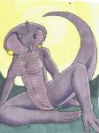 anthro breasts cobra female genitals hi_res invalid_tag nude nyghtmar3 pinup pose presenting pussy reptile scalie sitting slit snake solo traditional_media_(artwork) 