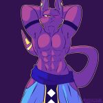  abs anthro beerus clothed clothing digital_media_(artwork) domestic_cat dragon_ball dragon_ball_super felid feline felis fizzyjay hairless hairless_cat hi_res looking_at_viewer male mammal muscular muscular_anthro muscular_male pecs simple_background solo sphynx_(cat) 