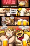  2023 absurd_res alcohol anthro ape arm_around_shoulders armband bar barazoku beer belly beverage biceps big_muscles big_pecs bowser bracelet claws collar comic contact_onomatopoeia dialogue donkey_kong_(character) donkey_kong_(series) drinking drunk duo english_text eyebrows fur ggu_open gorilla hair hand_on_shoulder haplorhine hi_res horn impact_onomatopoeia inside jewelry koopa male mammal mario_bros motion_lines mug multiple_scenes musclegut muscular muscular_anthro muscular_male nails narrowed_eyes necktie neon neon_lights nintendo nipples non-mammal_nipples nude onomatopoeia open_mouth open_smile pec_squish pecs primate scalie shell sign simple_background sitting smile sound_effects spiked_armband spiked_bracelet spiked_collar spikes squish substance_intoxication teeth text tongue tuft url 