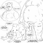  3_toes 4_toes amphibian anthro baloo bear big_breasts big_butt breasts butt duo feet hairy hi_res humanoid male male/male mammal mating_dance overweight overweight_male pinkfroggo_(artist) pinkfroggo_(character) size_difference slightly_chubby stains the_jungle_book toes 