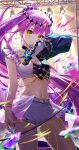  1girl absurdres asymmetrical_legwear asymmetrical_sleeves crop_top earrings fishnet_thighhighs fishnets green_eyes highres hololive jewelry looking_at_viewer microphone midriff navel purple_hair shorts solo stage stage_lights standing star-ring thighhighs tiara tokoyami_towa virtual_youtuber 