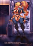  activision alternate_costume anthro areola bandicoot big_areola big_breasts big_nipples blonde_hair blue_eyes breasts clothed clothing coco_bandicoot crash_bandicoot_(series) dialogue english_text female footwear hair hi_res huge_areola huge_breasts huge_nipples lips looking_at_viewer mammal marsupial marsupus_erectus_coco narrowed_eyes nipples office open_mouth open_smile piercing puffy_areola puffy_nipples seductive skimpy smile snao solo text thick_thighs water_cooler wide_hips 