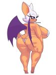  anthro bat bat_wings big_breasts bikini breasts butt clothing eyeshadow feet female full-length_portrait hand_on_hip hi_res lipstick makeup mammal marthedog membrane_(anatomy) membranous_wings portrait rear_view rouge_the_bat sega signature simple_background slightly_chubby solo sonic_the_hedgehog_(series) standing swimwear thick_thighs wide_hips wings 