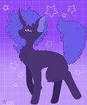  ambiguous_gender blue_hair dark_body dark_fur equid equine fan_character female feral fur geometric_background grid_background hair hi_res horn horse long_horn mammal notched_ear pattern_background peachyfangs pony purple_eyes simple_background solo solo_focus star usagimimi10 