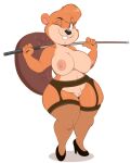  alternate_version_at_source anthro areola beaver belly big_breasts big_tail breasts buckteeth clothing countershading cue_stick female footwear garter_belt garter_straps genitals hi_res high_heels holding_object leggings legwear lingerie mammal nipples one_eye_closed orange_body pussy rodent smile solo tail teeth usnarbit wink 