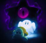  blush_stickers commentary_request dark dark_nebula ghost ghost_kirby highres kirby kirby_(series) kirby_squeak_squad no_humans one-eyed solid_oval_eyes suyasuyabi sweat waddle_dee 