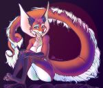  absurd_res anthro benzaiten(foxsnake) canid canine cobra digital_media_(artwork) female fluffy fluffy_tail fox foxsnake fur hi_res hybrid looking_at_viewer mammal paws reptile rinkamo scalie simple_background smile snake snake_hood solo tail 
