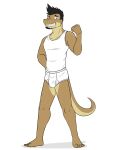  anthro barefoot blush briefs bulge clothed clothing feet full-length_portrait fuze gecko hi_res lizard male nadafacio pantsless portrait reptile scalie shirt simple_background solo tank_top tighty_whities topwear underwear white_background white_briefs white_clothing white_shirt white_tank_top white_topwear white_underwear 