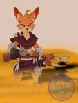  absurd_res animal_humanoid anthro canid canine clothed clothing digital_media_(artwork) felid figon fingers fox fur gun gunfire_reborn hair handgun hi_res holding_object holding_weapon humanoid looking_at_viewer male male/male mammal mammal_humanoid orange_body orange_fur ranged_weapon simple_background smile solo standing weapon 