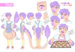  &lt;3 :3 anthro apron baking baking_tray big_tail clothed clothing colored_nails cookie digital_media_(artwork) dinosaur dromaeosaurid english_text eyes_closed eyewear feathered_arms feathered_tail feathers food glasses goodbye_volcano_high hair looking_at_viewer lucie_viatge male model_sheet multicolored_body nails official_art one_eye_closed overalls pupils purple_eyes purple_hair rear_view reptile sage_(gvh) scalie sharp_teeth side_view simple_background skinny skinny_male slim slit_pupils solo sparkles tail teeth text theropod tongue tongue_out two_tone_body velociraptor white_background wink winking_at_viewer 