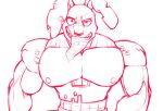  anthro bodily_fluids digital_creature eyebrows five_nights_at_freddy&#039;s five_nights_at_freddy&#039;s:_security_breach five_nights_at_freddy&#039;s:_security_breach_ruin lagomorph leporid looking_at_viewer machine male mammal markings muscular mxes_(fnaf) nipples pecs rabbit raised_eyebrow robot saliva saliva_on_tongue scottgames sketch smile smirk solo solo_focus steel_wool_studios tongue tongue_out 