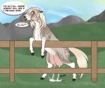  absurd_res bodily_fluids dialogue equid equine female feral hi_res hooves horse lactating mammal milk sammehchub solo tail teats 