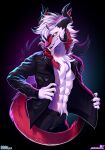  absurd_res anthro axzander clothing hi_res leather leather_clothing male meowcephei sergal solo 