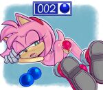  2023 accessory all_fours amy_rose anal anal_penetration anthro ball_in_ass butt countershade_chest eulipotyphlan female flat_chested fur genitals green_eyes headband hedgehog hexanne hi_res large_penetration mammal mostly_nude object_in_ass penetration pink_body pink_fur pussy sega slim solo sonic_the_hedgehog_(series) 