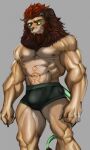  abs absurd_res another_eidos_of_dragon_vein_r anthro bashkar bulge clothed clothing dagantfus_(artist) felid green_eyes hi_res lion male mammal mane muscular muscular_anthro muscular_male nipples pantherine partially_clothed pecs red_mane solo underwear 