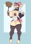  2023 anthro areola audino big_breasts biped black_clothing black_legwear black_thigh_highs blue_background blue_sclera blush breasts chorsinnell39 cleaning_tool clothing digital_media_(artwork) feather_duster female fur garter_straps generation_5_pokemon genitals hi_res huge_breasts ineffective_clothing legwear looking_at_viewer maid_uniform multicolored_body multicolored_fur nervous_smile nintendo nipple_tape pasties pink_body pink_fur pokemon pokemon_(species) pussy simple_background solo tape thigh_highs two_tone_body two_tone_fur uniform white_body white_eyes white_fur 