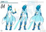  2023 5_fingers absurd_res anklet anthro armlet beauty_mark biped blue_body blue_fur blue_hair bracelet breasts butt butt_heart canid canine canis countershading devilscry digital_media_(artwork) digitigrade eliam_(devilscry) english_text fawkes_art female fingers fox fur genitals hair heterochromia hi_res jewelry left-handed mammal markings melee_weapon model_sheet mole_(marking) mole_on_breast multi_tail multicolored_body multicolored_fur navel nipples nude pussy simple_background smile solo standing sword tail text two_tone_body two_tone_fur weapon white_body white_fur widescreen 