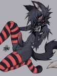  ambiguous_gender anthro balls claws_out clothing collar domestic_cat ear_piercing ear_ring felid feline felis female genitals harness hi_res legwear male mammal paws penis piercing ring_piercing spiked_collar spikes thigh_highs tigakki 