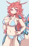  anthro anthrofied bikini bikini_top breasts brown_body brown_fur clothing female fur generation_3_pokemon hair hi_res milotic nintendo pokemon pokemon_(species) red_hair simple_background solo squidgum swimwear tail 