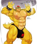  2023 abs anthro barazoku bedroom_eyes biceps big_bulge big_muscles bowser bracelet bulge claws clothing container dialogue english_text eyebrows glass glass_container glass_jar hair hi_res horn huge_bulge huge_muscles in_container in_jar inviting jar jewelry koopa looking_at_viewer mache male mario_bros muscular muscular_anthro muscular_male narrowed_eyes navel nintendo nipples non-mammal_nipples obliques pecs quads red_hair scalie seductive serratus signature smile solo spiked_bracelet spiked_tail spikes spikes_(anatomy) standing talking_to_viewer teeth text the_super_mario_bros_movie thick_thighs thong underwear 